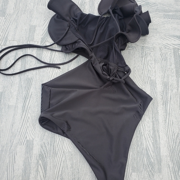 New Kanomi One Shoulder black Swimsuit UV Sun Protection handmade One Piece sexy - Picture 5 of 8